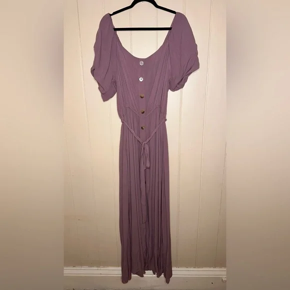 City Chic Tropical Tie Maxi Dress Plus Size M (18) Pink Woodrose - Picture 4 of 8